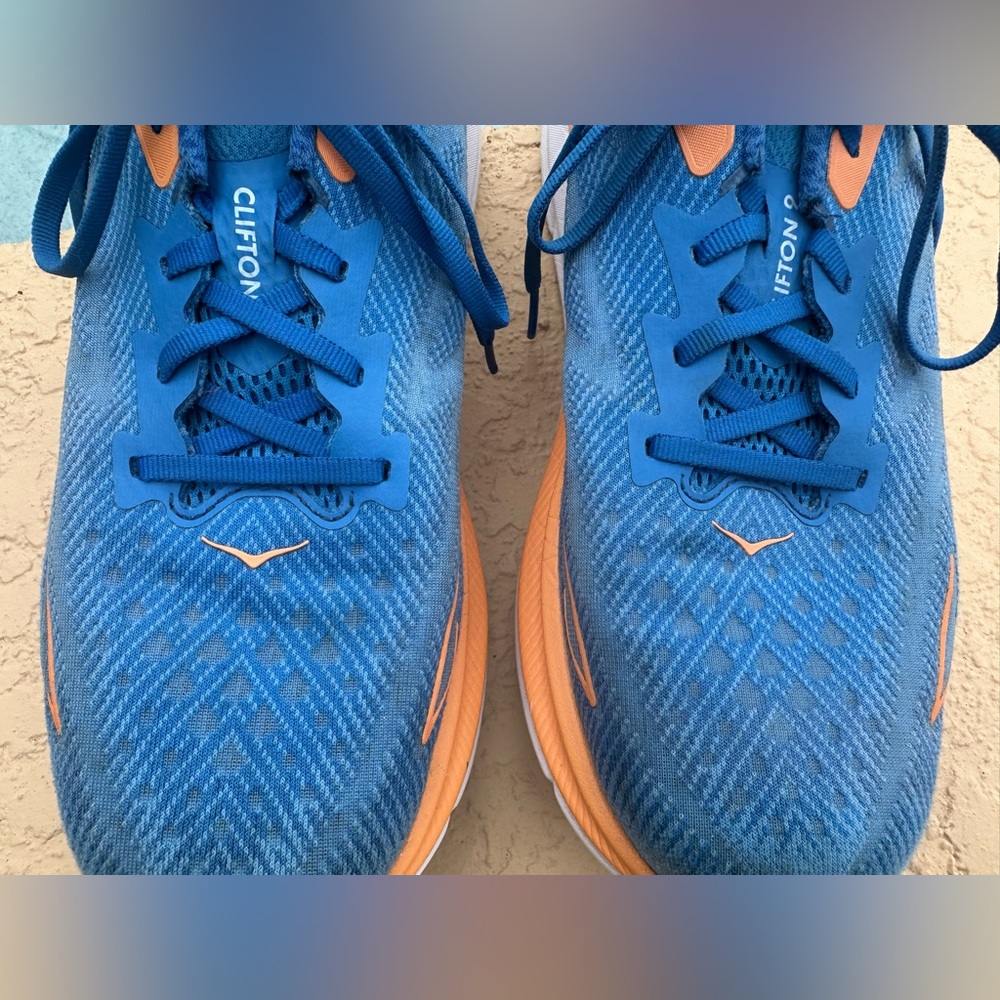 Hoka One One Clifton 9 Coastal Sky Blue Orange Running Shoes Men’s Size 12 VGC - Picture 9 of 16